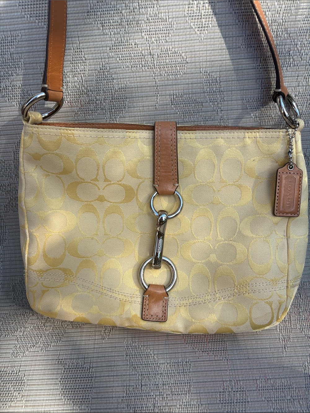 Vintage Coach Bag Y2k Hamilton Yellow Signature Hobo - F13067